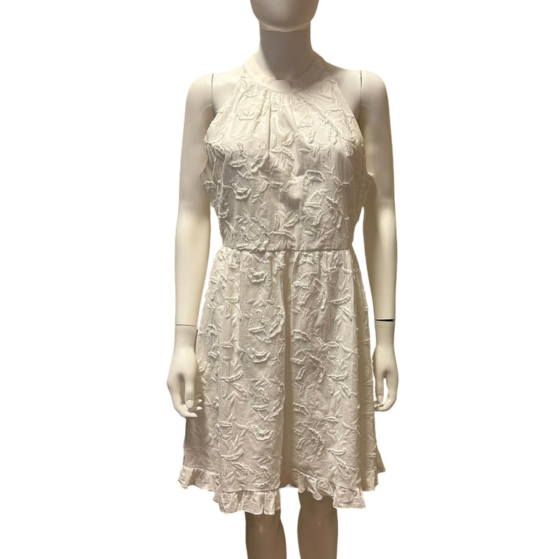 Ted Baker size 10 (designer 4) Lorene Embroidered White Halter Dress