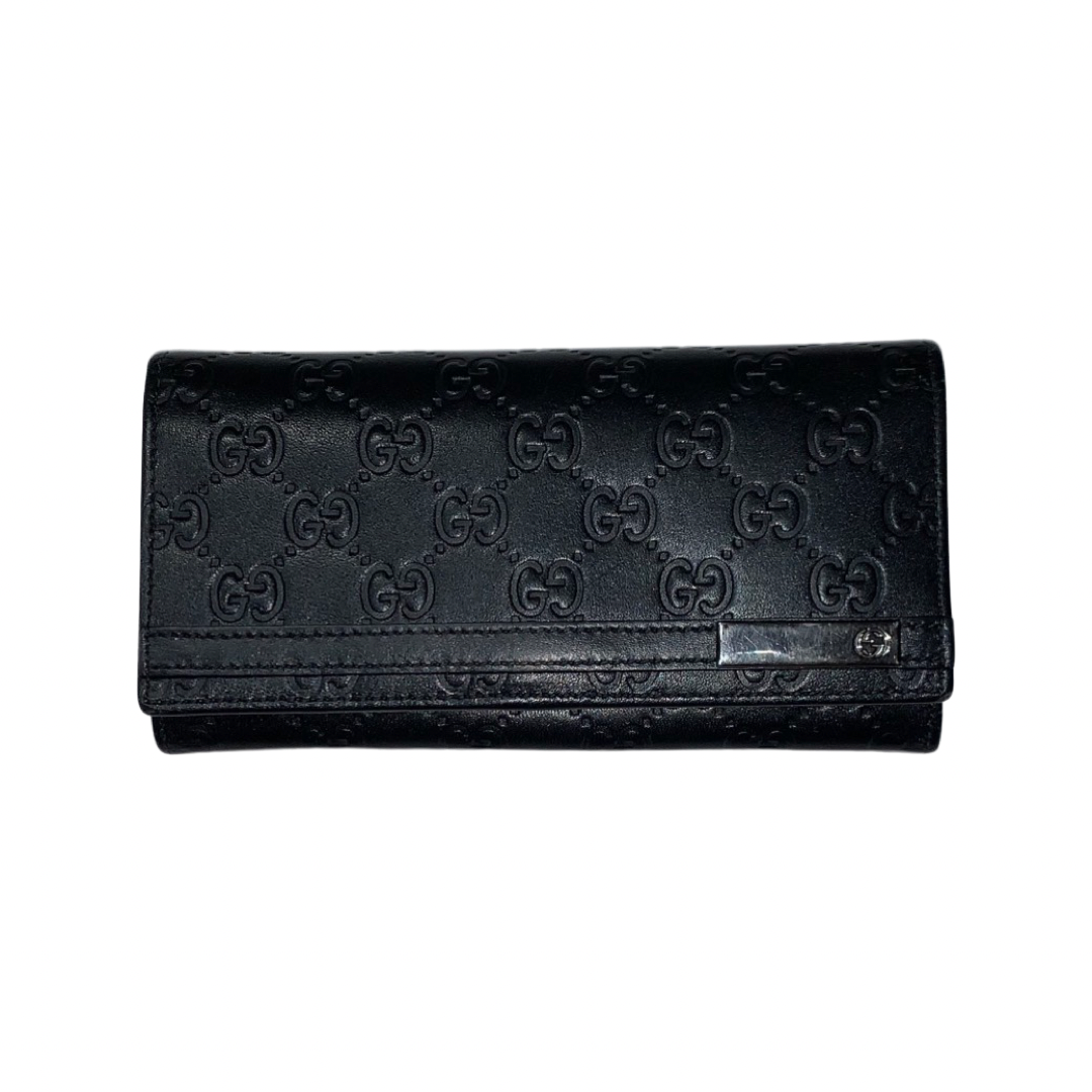 Gucci Black Leather Guccissima Web Bi-Fold Wallet Gucci | The Luxury Closet