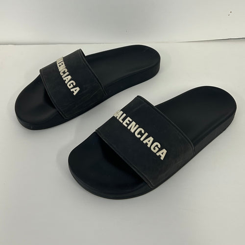 Balenciaga Black Pool Slides - size 39 (US 8/8.5)