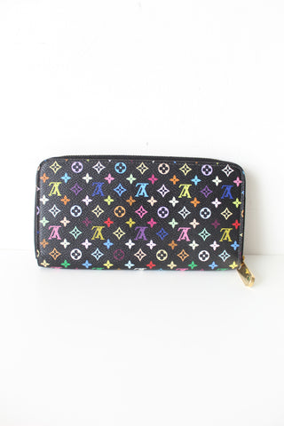 LOUIS VUITTON Monogram Multicolor Zippy Wallet Black Violet | FASHIONPHILE