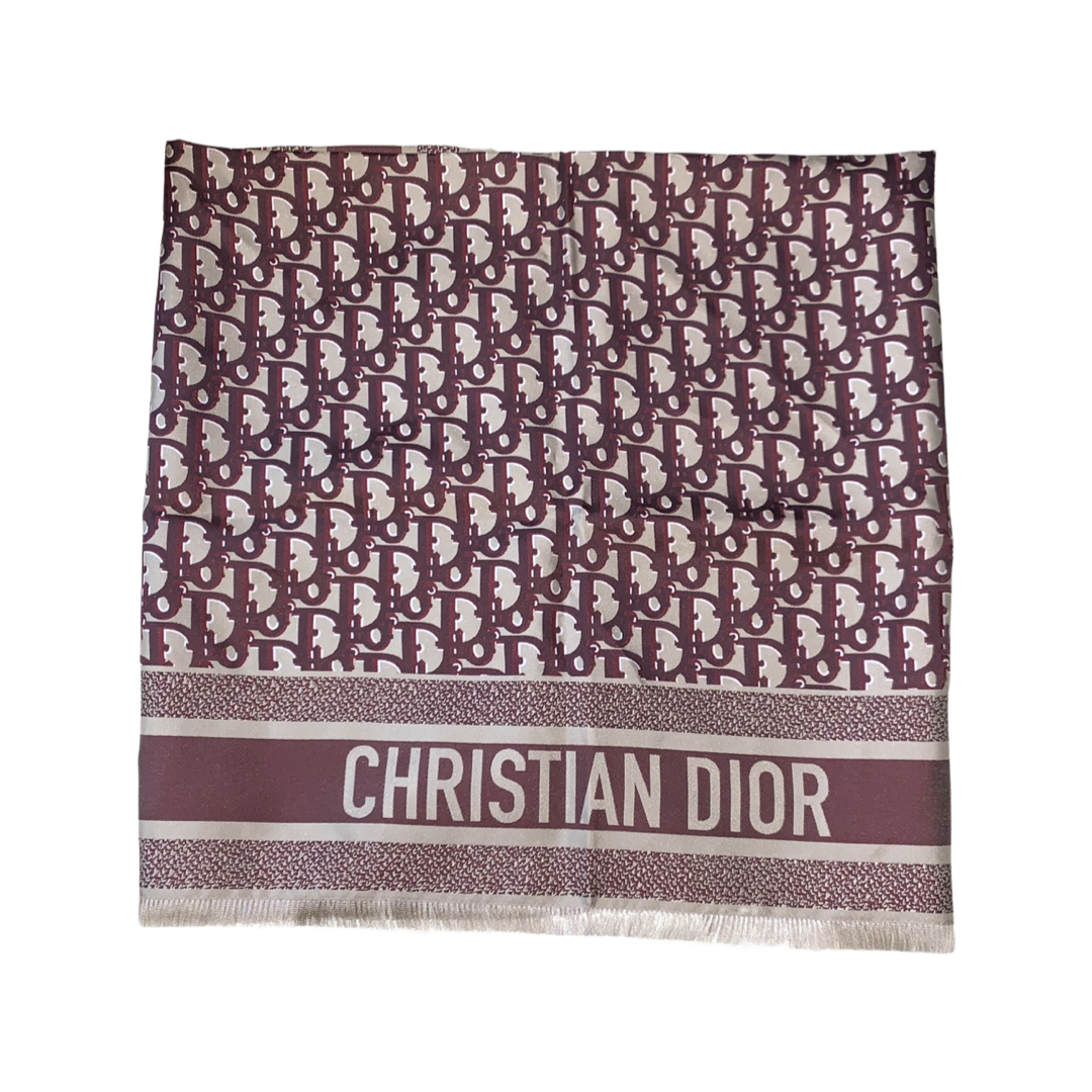 Dior Oblique Scarf Beige and Plum Wool